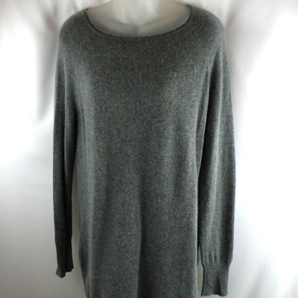 HALOGEN Sweater Women's Gray Cashmere Wool Pullover Tunic Cozy Soft L Petite - Picture 1 of 5